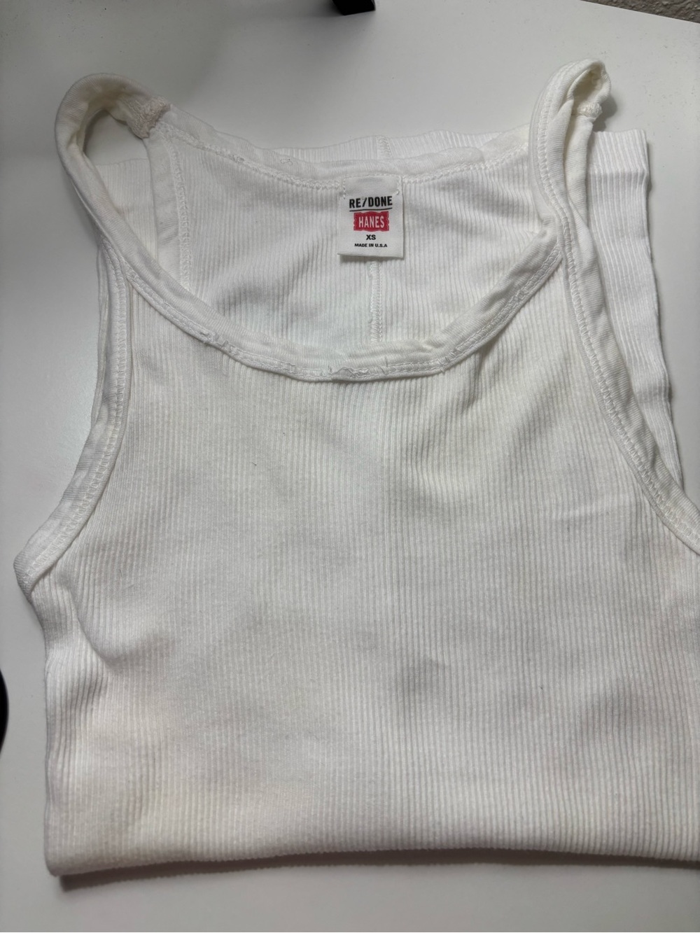 Re/Done White Ribbed Tank